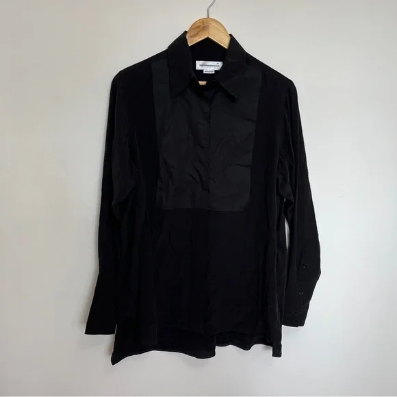 Victoria Beckham Contrast Bib Shirt in Black Size 2 NWOT - Picture 5 of 9
